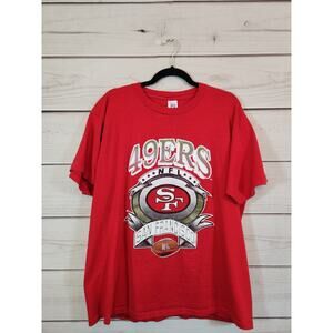 Logo 7 Mens Red Cotton San Francisco 49ERS Football Short Sleeve T-Shirt Size XL
